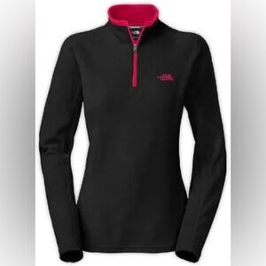 The North Face Glacier Lightweight Quarter Zip Fleece Black Pink Medium